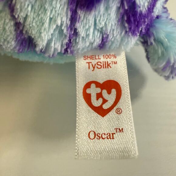 Ty Beanie Boo Oscar Owl 6” Blue Purple Plush Stuffed Animal EUC Sparkle Eyes - Picture 5 of 5